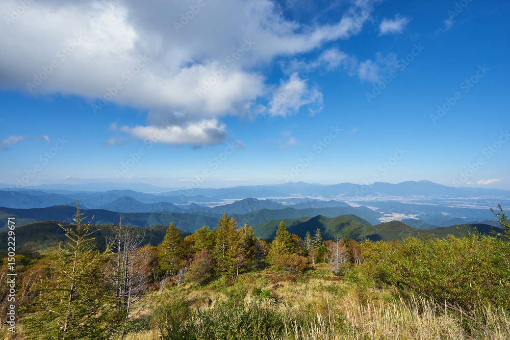 Fototapeta premium 長野県 ビーナスライン 美ヶ原高原からの景色 