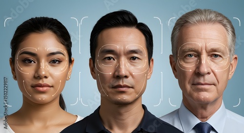 Facial Recognition Technology Diverse People Age and Biometric Scan