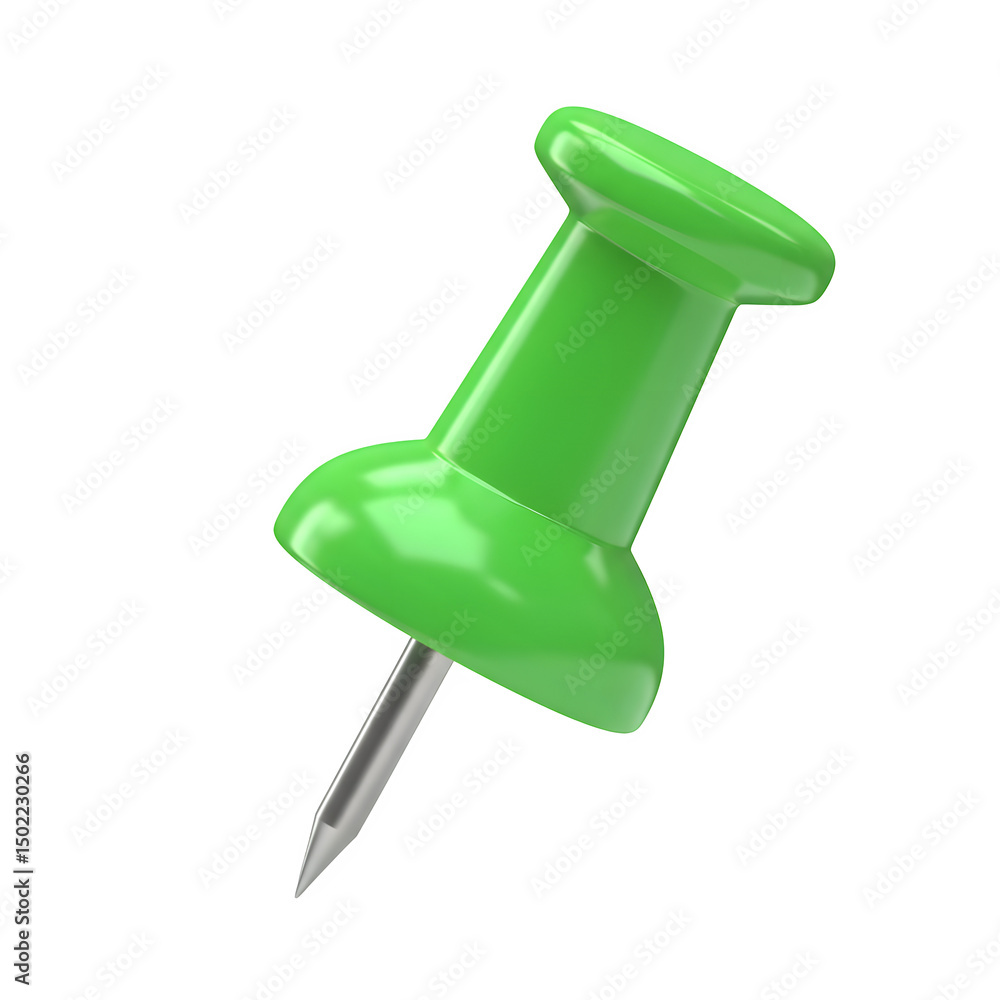 Green Push Pin, 3d rendering. isolated on white or transparent background. PNG Green Push Pin, 3d rendering. isolated on white or transparent background. PNG