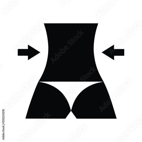 Women's Waist Icon. Illustration of Women's Slim Hips. Women's Diet Program Sign With Arrow Sign On Waist.