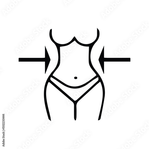 Women's Waist Icon. Illustration of Women's Slim Hips. Women's Diet Program Sign With Arrow Sign On Waist.