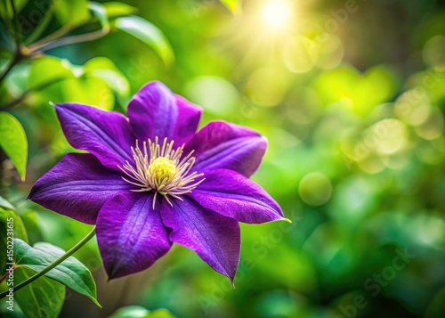 June Blooms: Purple Campanula Flower with Clematis Bokeh Photography