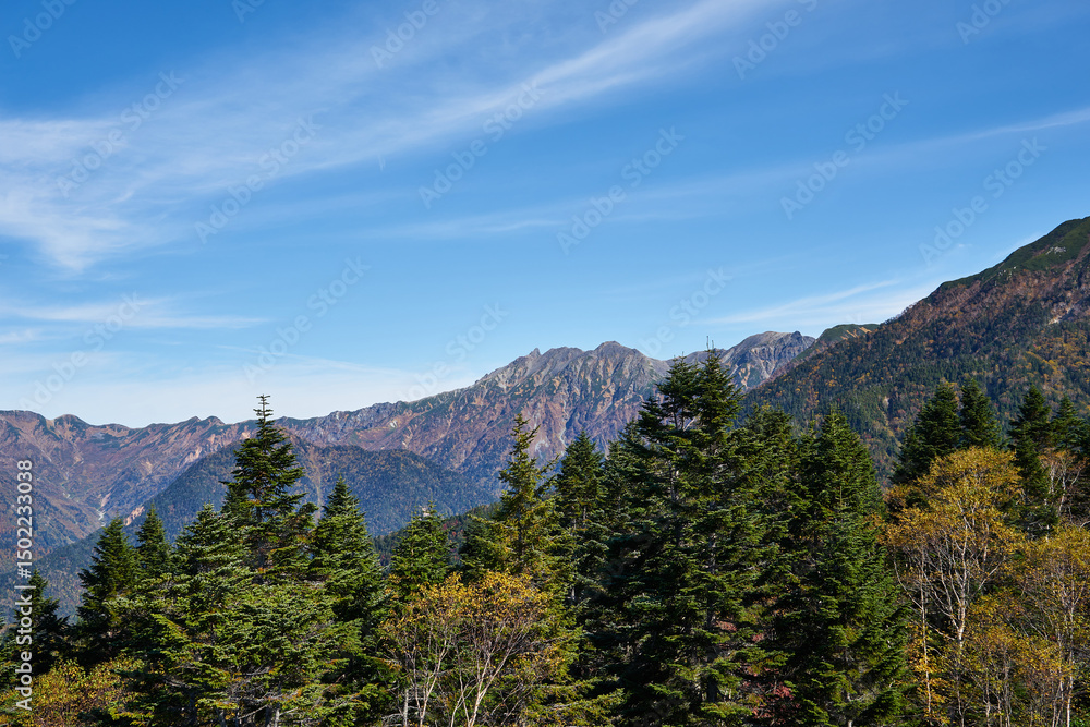 Obraz premium 岐阜県 新穂高ロープウェイ 西穂高口駅からの眺め 