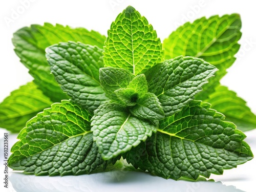 Long Exposure Photography: Fresh Mint Leaves on White Background - Stunning Macro Images