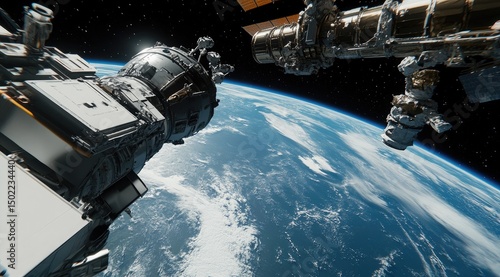 Fototapeta Naklejka Na Ścianę i Meble -  Space station orbiting Earth