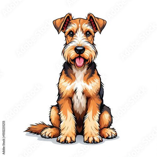 Adorable Cartoon Airedale Dog Vector illustration