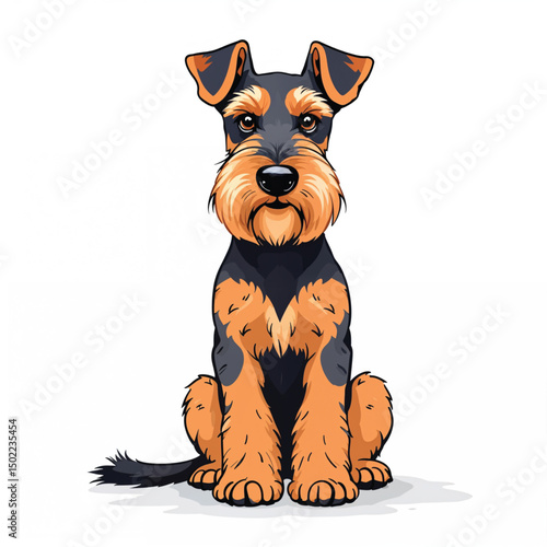 Adorable Cartoon Airedale Dog Vector illustration