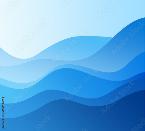 Blue Abstract Wave Vector Background - Modern Layered Gradient Design Template for Digital Presentations, Website Headers and Creative Projects