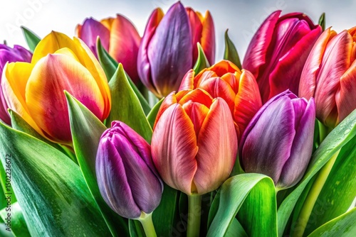 Low Light Watercolor Tulips: Colorful Floral Photography, Dark Background, Artistic Image