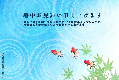 花火　金魚　もみじ　夏　背景