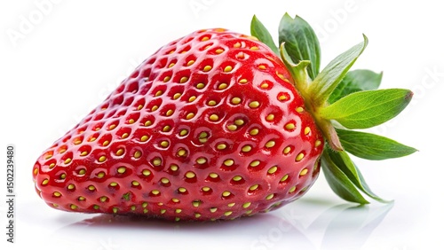 Macro Photography: Vibrant Colorful Strawberry Isolated on White Background - High Resolution Stock Image