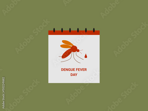 a calendar page with an illustration of a mosquito and a blood drop