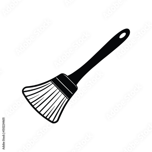 paintbrush with wooden handle and thick bristles vector illustration