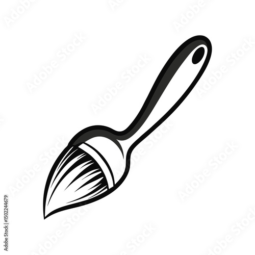 paintbrush with wooden handle and thick bristles vector illustration