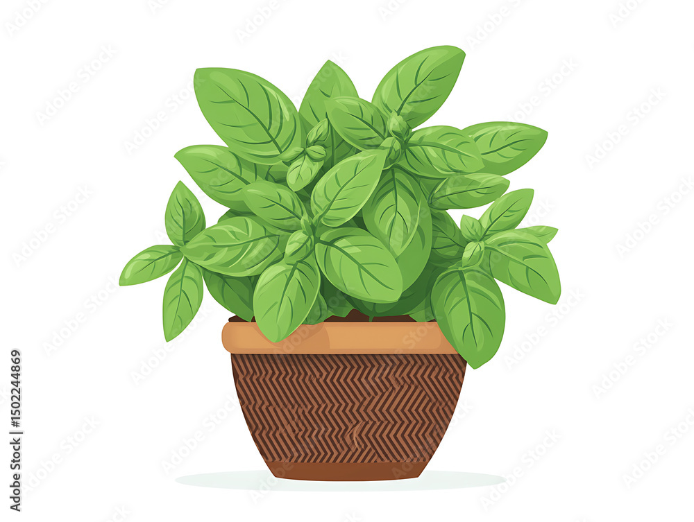 Obraz premium fresh basil in a pot