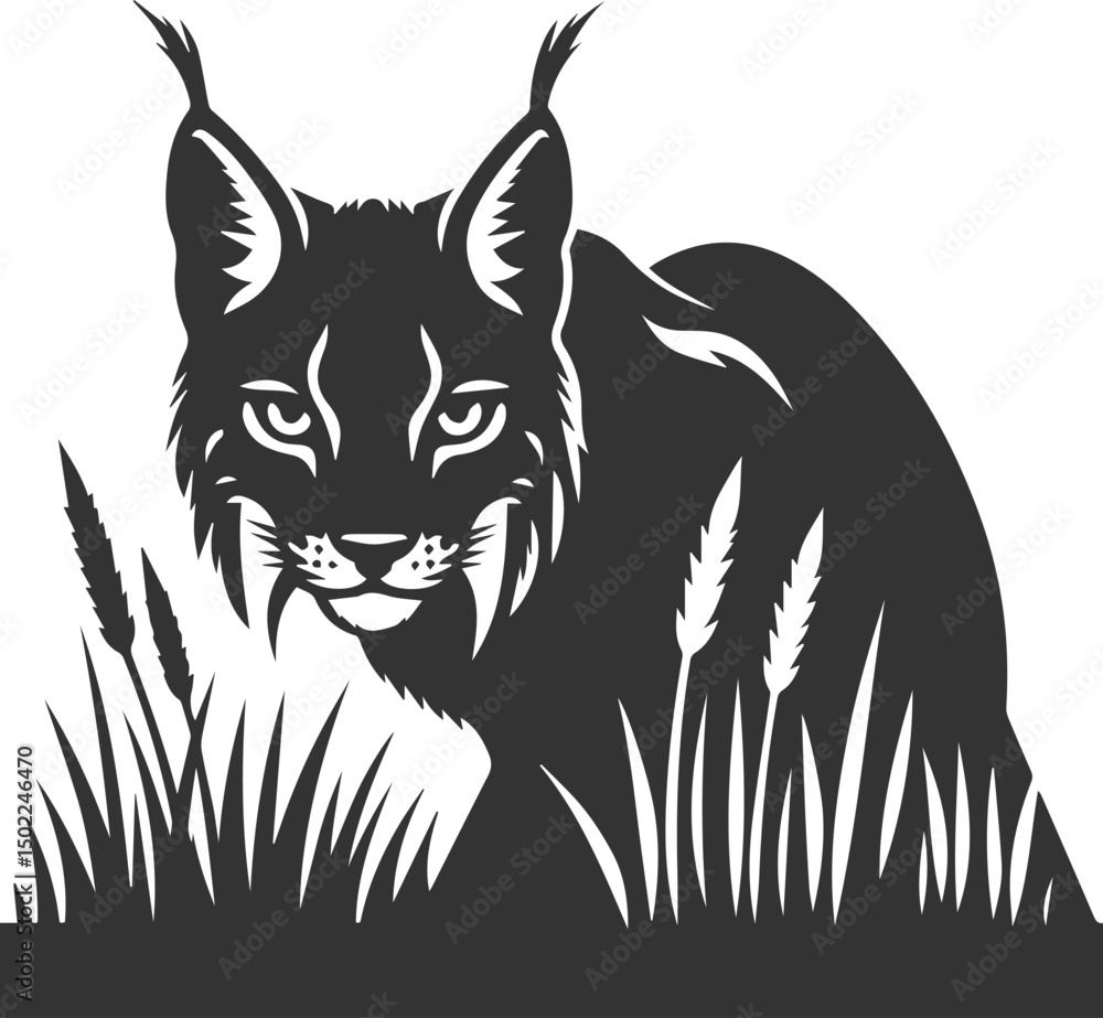 Obraz premium Black artwork lynx animal vector silhouette