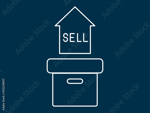 Sell icon. Black Friday icon and symbol. White outline Icon. Simple outline icon.