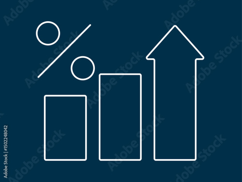Statistics icon. Black Friday icon and symbol. White outline Icon. Simple outline icon.