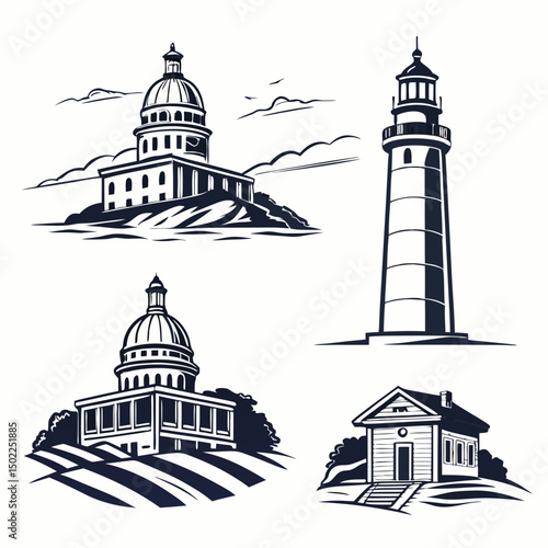 electricity-related icons, vector .white background