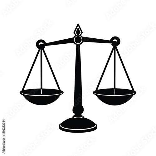 traditional balance scale with suspended pans vector illustration isolated on white background.