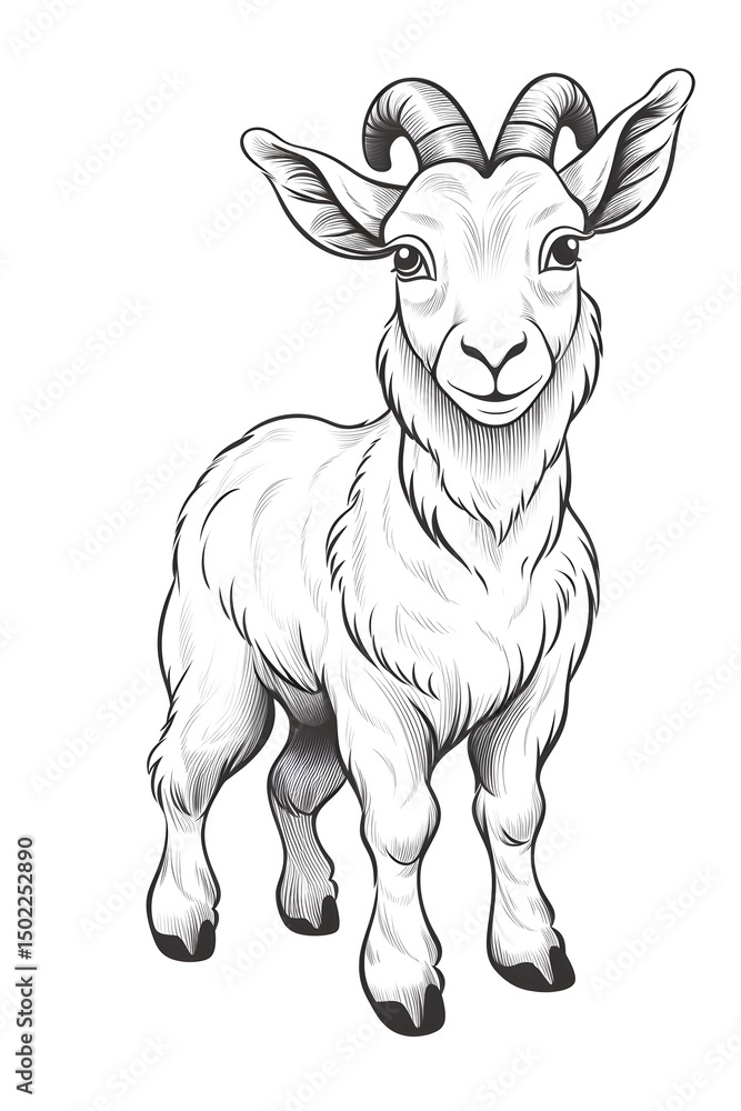 Fototapeta premium A goat, coloring page.