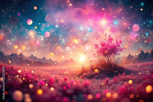 Pink Particle Double Exposure, Surreal Dream Photography, Abstract Art, Fantasy Background, Ethereal Image, Pink Dust, Magical Particles