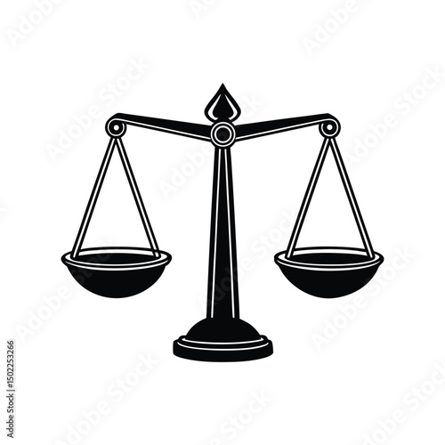 traditional balance scale with suspended pans vector illustration