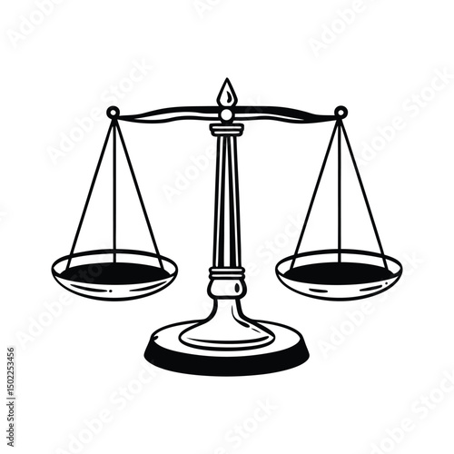 traditional balance scale with suspended pans vector illustration