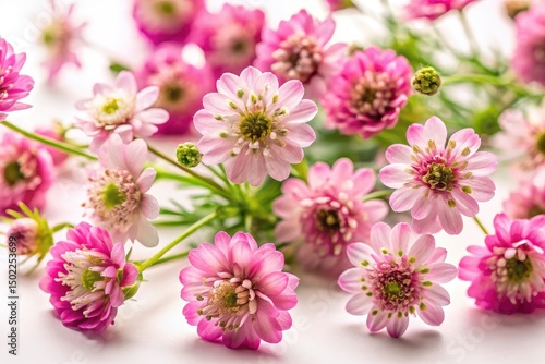 Pink Wildflowers Isolated White Background Food Photography Stock Image