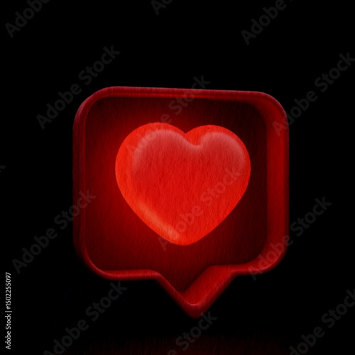 red heart on black background