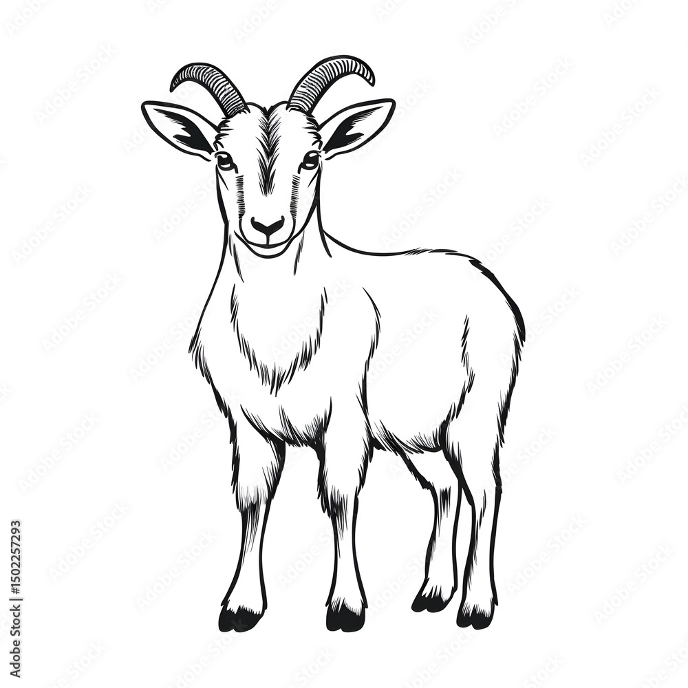 A goat, coloring page.