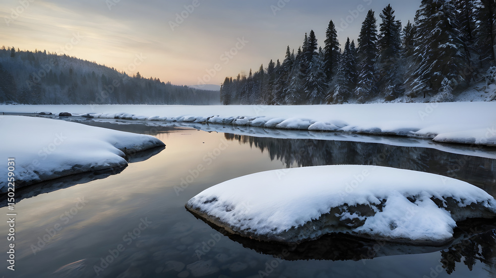 Fototapeta premium winter landscape with snow