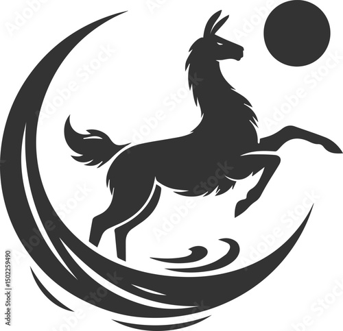 Vector llama alpaca animal art drawing silhouette