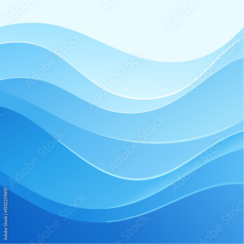 Modern Blue Gradient Wave Pattern Vector Background - Soft Layered Abstract Design Template for Corporate Presentations and Web Graphics