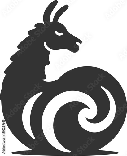 Vector llama alpaca animal art drawing silhouette