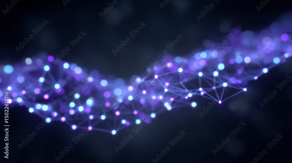 Abstract Digital Network Glowing Dots Lines Data Connection Communication Abstract Digital Network Glowing Dots Lines Data Connection Communication