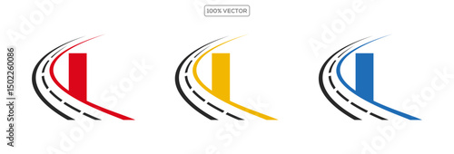 I letter road way logo creative design template in transparant background