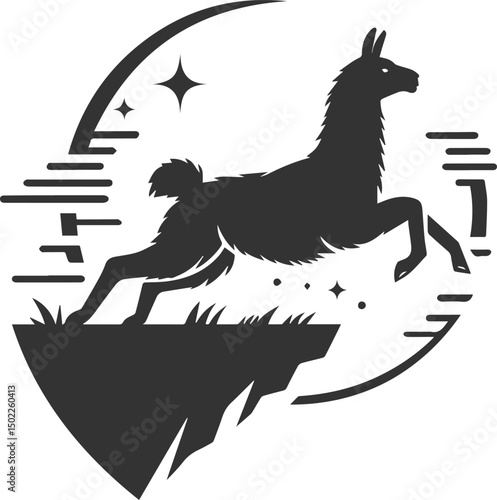 Vector llama alpaca animal art drawing silhouette