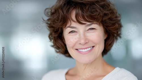 Happy Mature Woman Portrait   Smiling  Confident  Healthy  Natural Beauty