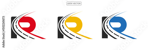 P letter road way logo creative design template in transparant background