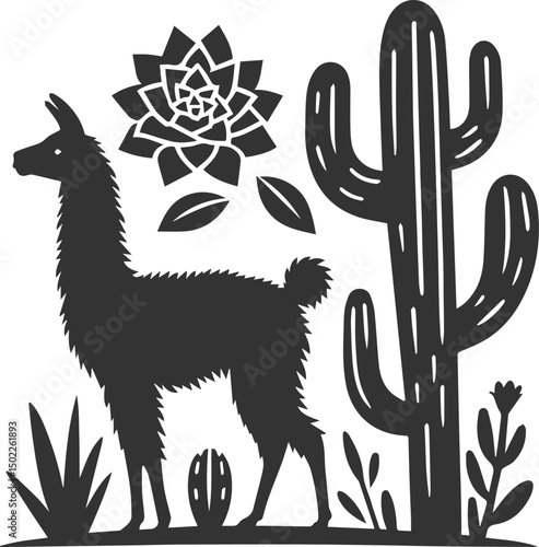 Vector llama alpaca animal art drawing silhouette