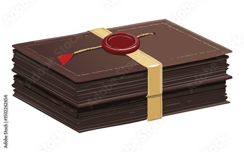 Brown document with triangular wax seal illustration