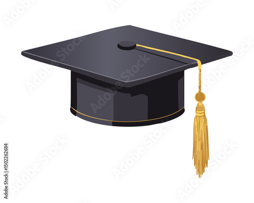 Graduation cap with gold tassel illustration