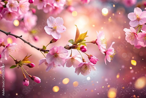 Stunning Bokeh Photography: Flying Sakura Petals, Pink Blossom, Spring, Japanese Cherry, Nature, Soft Focus, Dreamy, Magical, Beautiful, Artistic