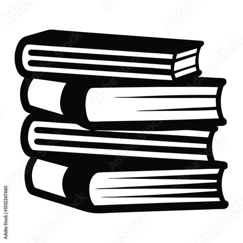 Books icon, stack of black books silhouette vector, Minimalist Stacked Books Line Art Vector Design