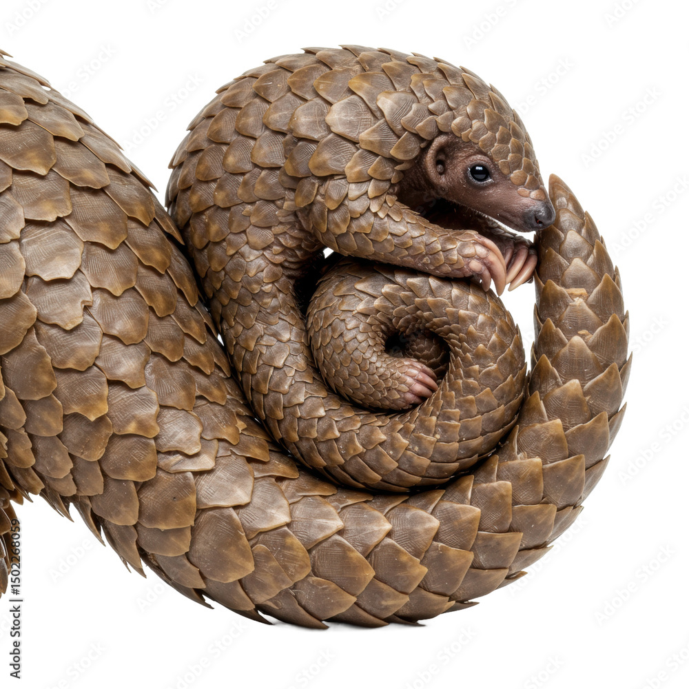 Fototapeta premium Pangolin Mother and Baby Curled Together