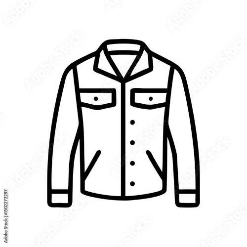 Denim jacket simple vector linear icon design  