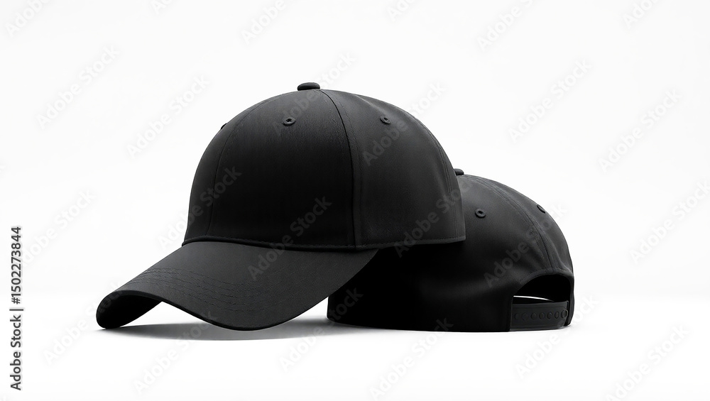 Modern black cap fashion accessory design on white surface Modern black cap fashion accessory design on white surface