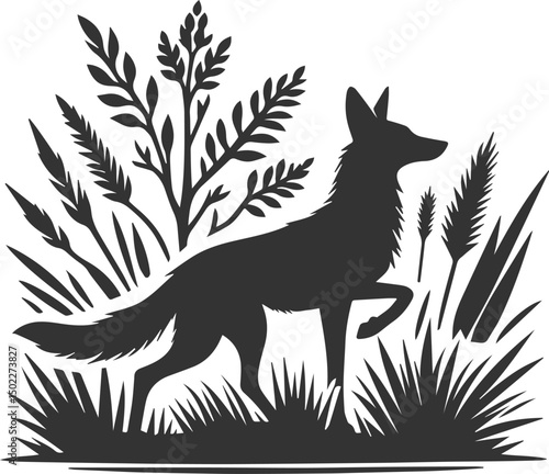 Artwork animal drawing silhouette of a jackal vector
