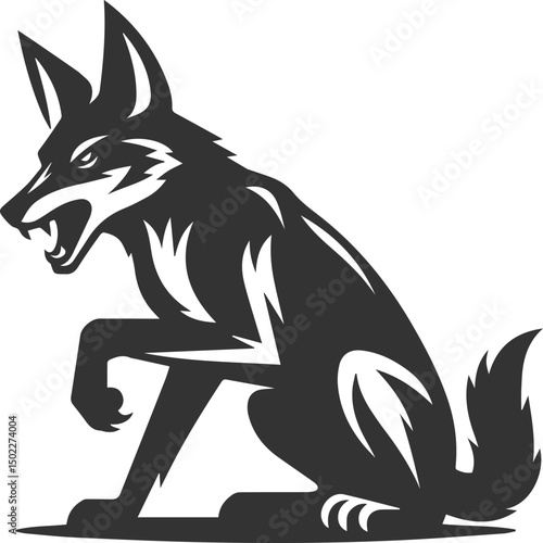 Artwork animal drawing silhouette of a jackal vector